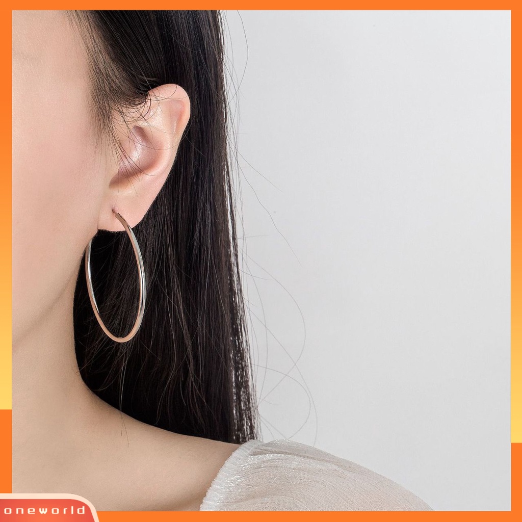 [WOD] 1pasang Cincin Telinga Elegan Menawan Berlebihan Permukaan Halus Lingkaran Besar Pengerjaan Halus Geometris Oversized Anting Hoop Besar Untuk Pacaran