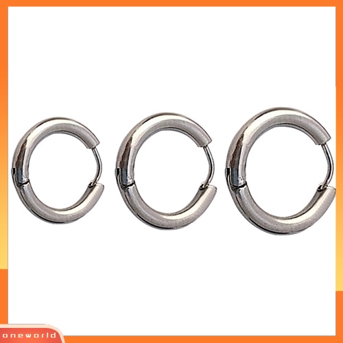 [WOD] 1pc 16 /21 /23mm Gothic Punk Baja Titanium Sederhana Hoop Earring Piercing Earring