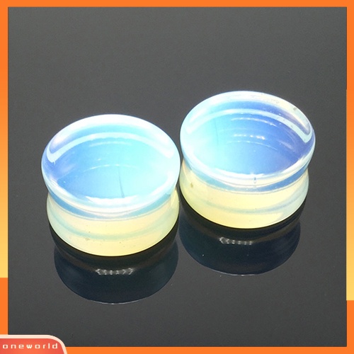[WOD] 1pc 5-18mm Opalite Double Flared Saddle Gauges Ear Plug Tindik Tandu Keren