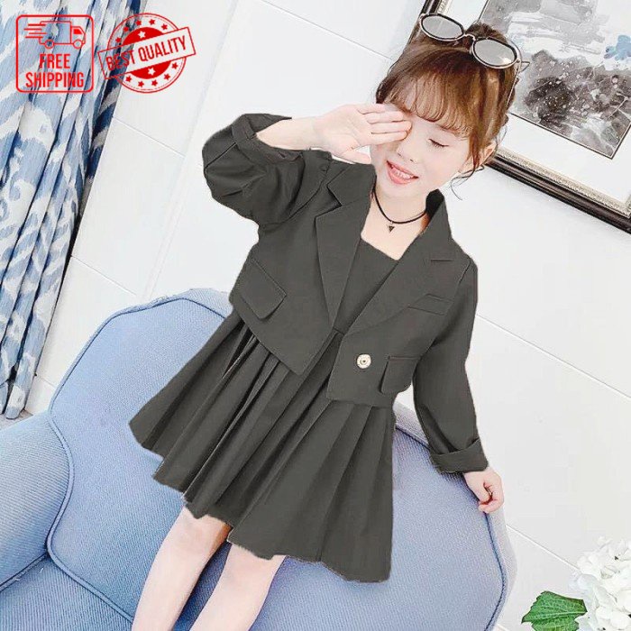 PROMO Setelan anak perempuan / Stelan jas polos set blazer trendy umur 5 6 7 tahun