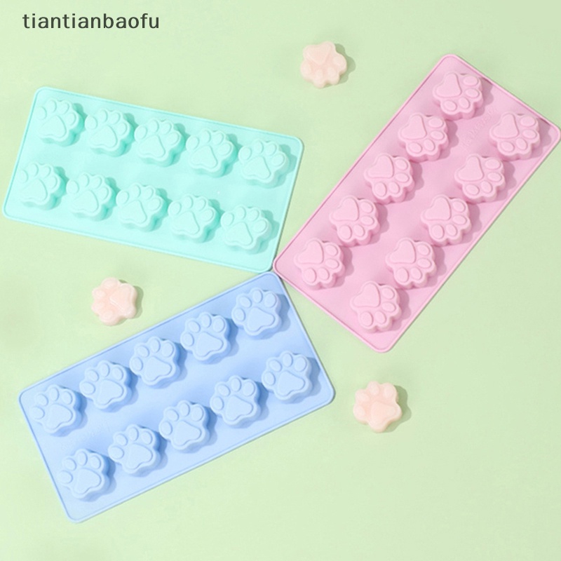 [tiantianbaofu] 1pc 10lubang Silikon Food Grade Cetakan Paw Print Reusable Dog Cat Paw Baking Mold Butik