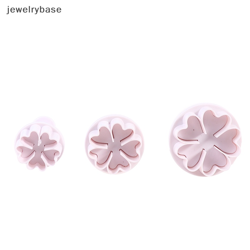 [jewelrybase] 3pcs /Set Cetakan Bunga Hati Mini Plunger Plastik DIY Kue Decorag Tools Butik