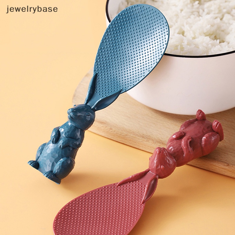[jewelrybase] 1pc Sendok Plastik Kelinci Kartun Lucu Bisa Berdiri Rumah Sekop Beras Kelinci Butik