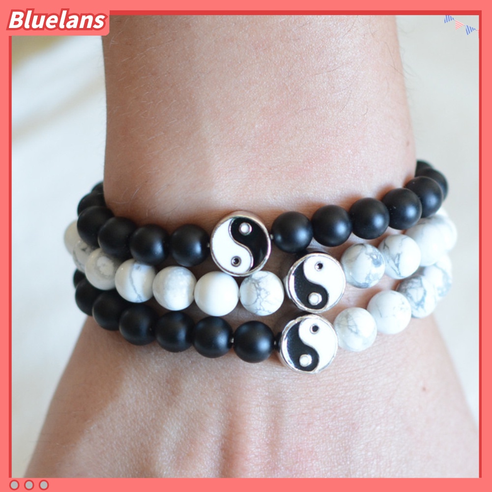 [BLS] Fashion Klasik Putaran Yin Yang Beads Unisex Gelang Pecinta Pasangan Perhiasan Hadiah
