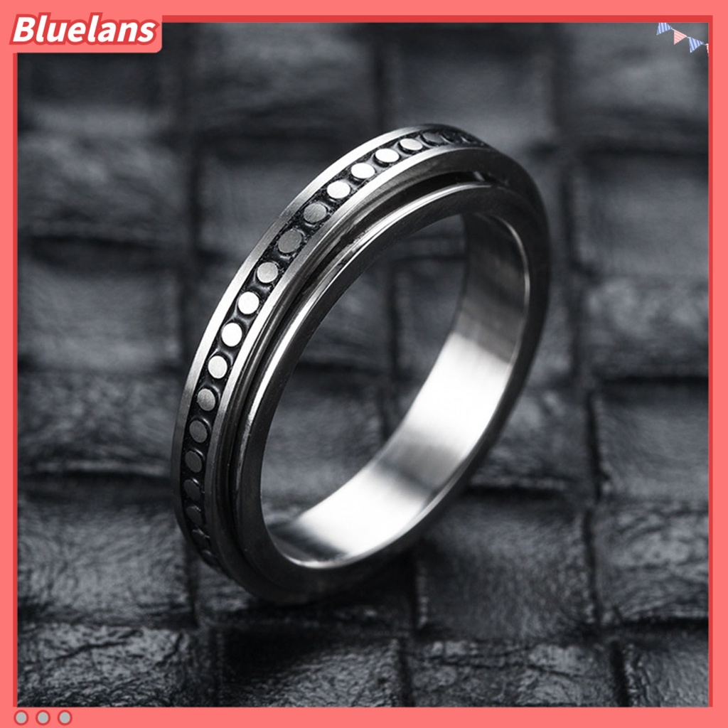 [BLS] Cincin Unisex Geometris Artistik Titanium Steel Cincin Jari Luar Dapat Diputar Untuk Pesta