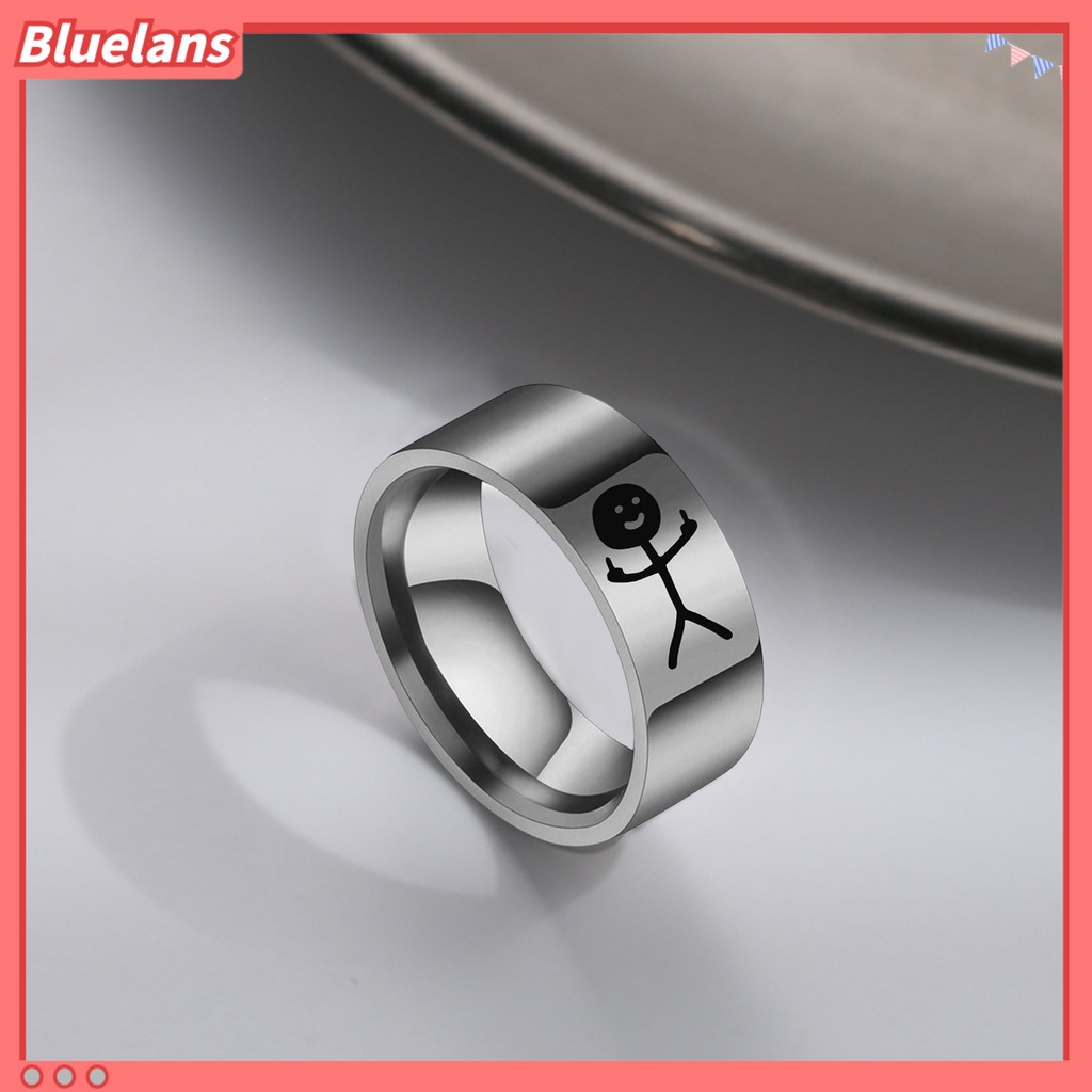 [BLS] Cincin Pasangan Hip Hop Dipoles Fashion Perhiasan Hadiah Baja Titanium Gambar Tangan Stickman Graffiti Wanita Ring Untuk Perjamuan
