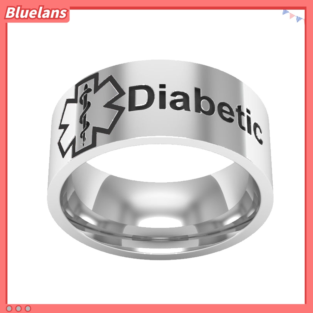 [BLS] Kondisi Medis Siaga Diabetes Titanium Unisex Band Jari Cincin Perhiasan Hadiah