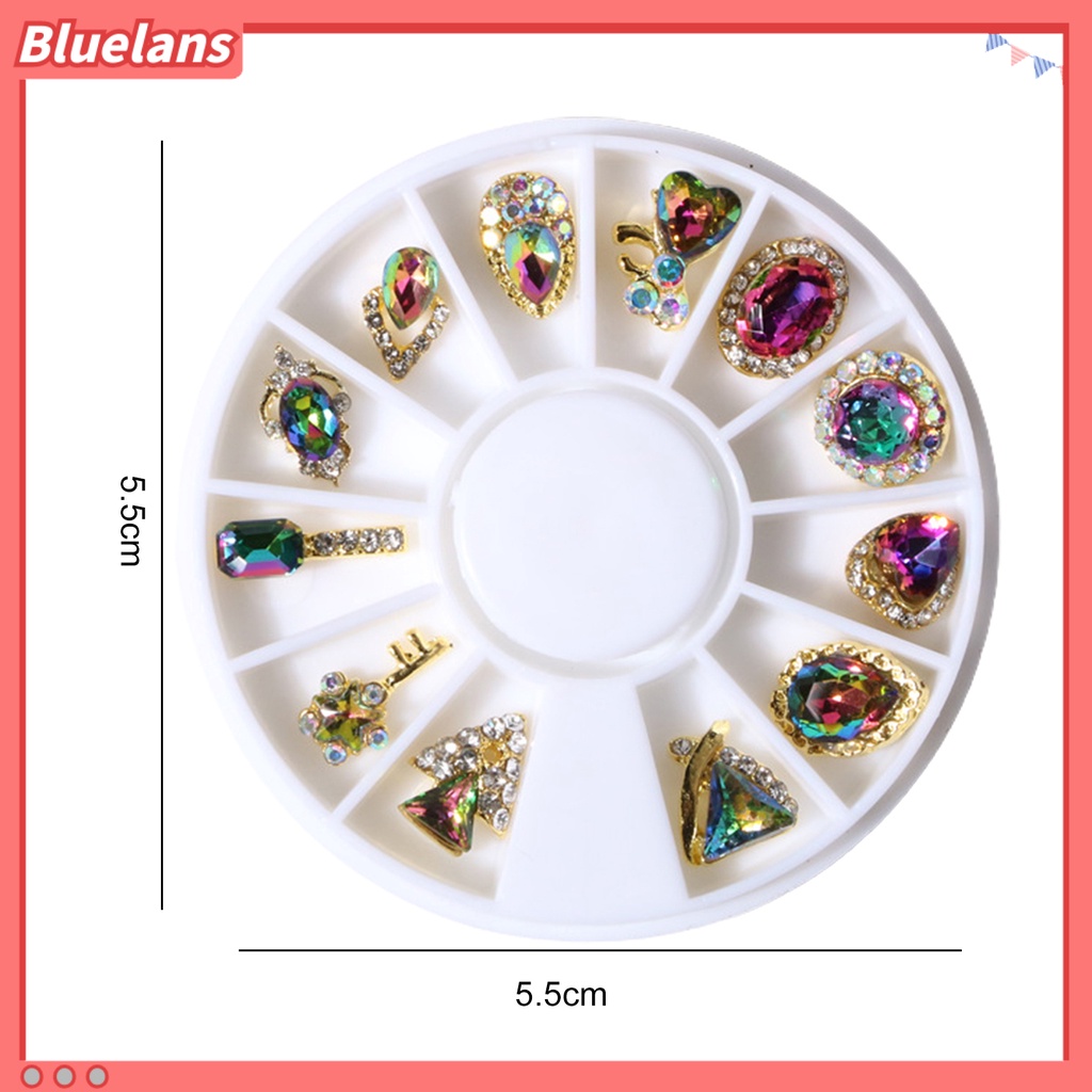 [BLM] 1kotak Dekorasi Kuku Permukaan Berkilau Bentuk Kreatif Alloy 3D Rhinestones Dekorasi Mewah DIY Nail Art Perhiasan Perlengkapan Kuku