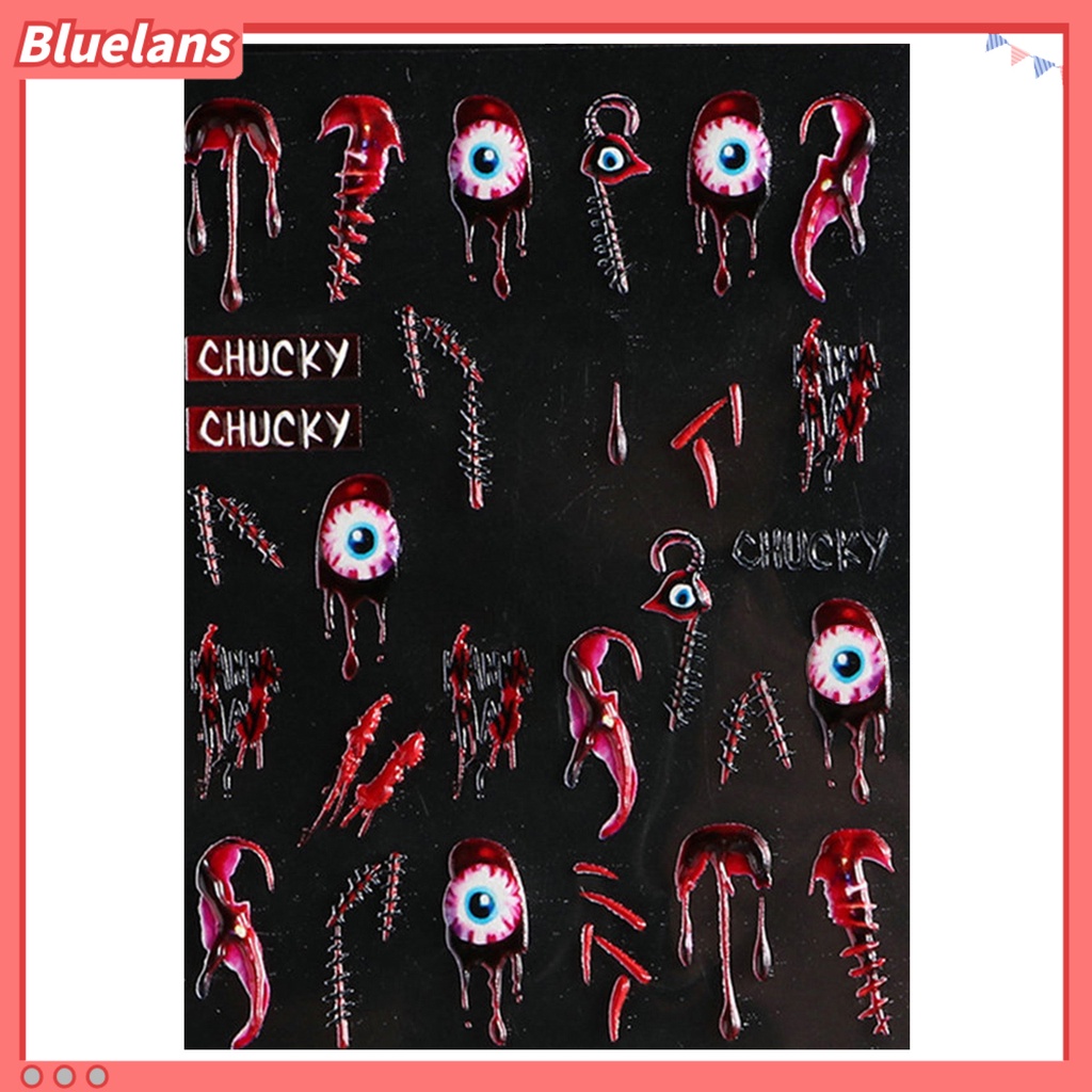 [BLM] Stiker Kuku Pola Horror Kuat Lengket Tidak Luntur Perekat Diri Yang Dapat Dilepas Dekoratif PVC Gaya Halloween DIY Nail Art Stiker Ornamen Perlengkapan Kuku