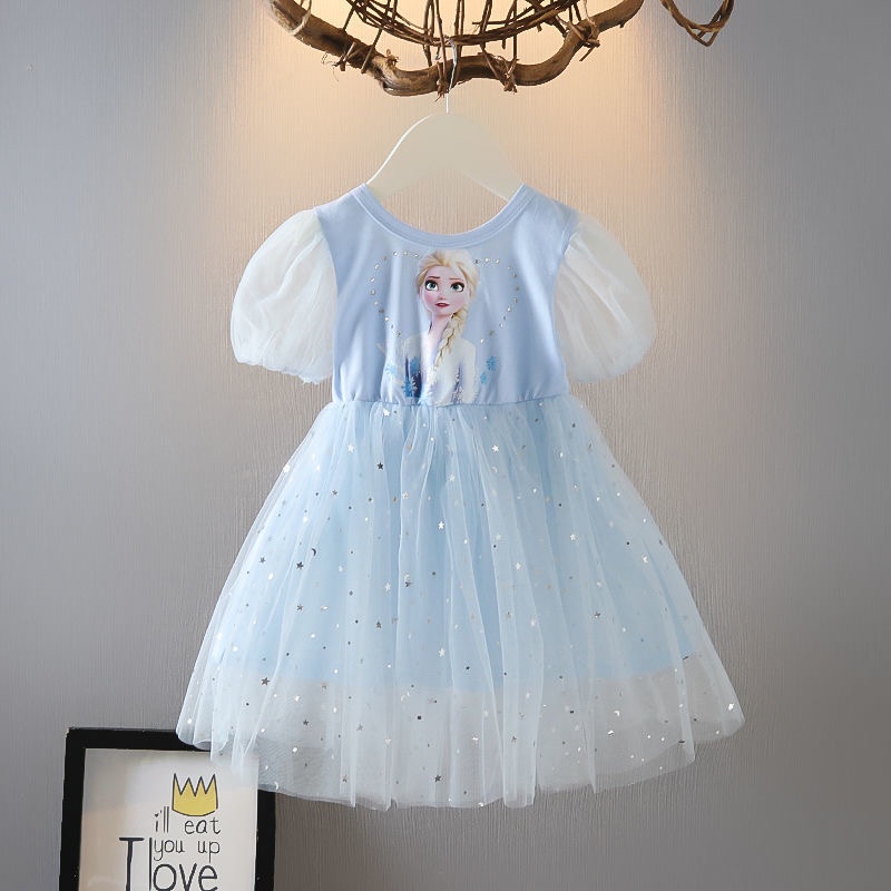 1-8 tahun Frozen Elsa Baby Princess Dress/Gaun Gelembung Jala/Gaun Anak Perempuan/Baju anak/Dress anak