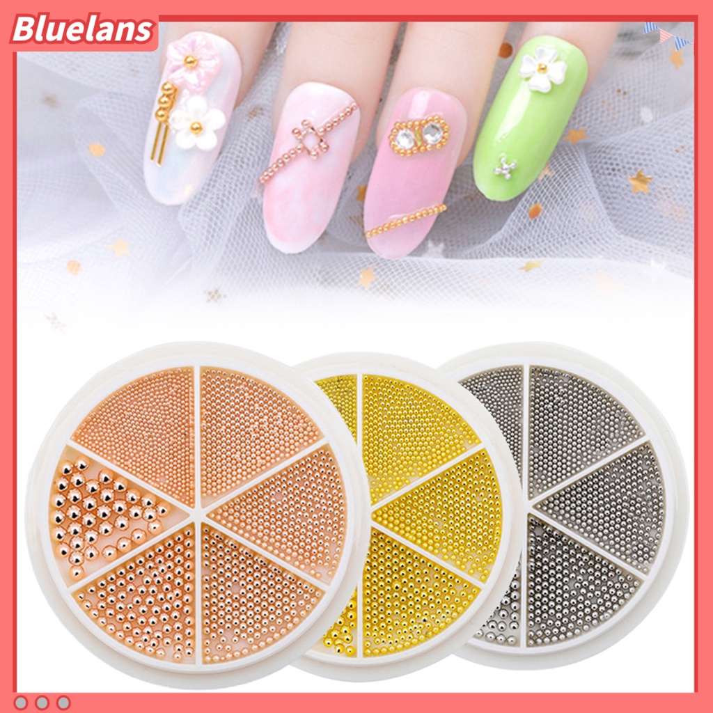 [BLM] 1kotak 0.8-3mm Manik-Manik Kuku 6kisi DIY Kombinasi 3D Desain Bulat Dipoles Manicure Decor Multi-Ukuran Nail Art Baja Kecil Manik-Manik Caviar Perlengkapan Salon Kuku