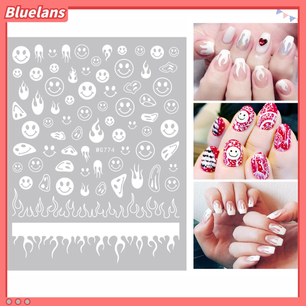 [BLM] Flame Motif Smile Stiker Kuku DIY Ultra Tipis 6warna Hiasan Stiker Grimace Untuk Manicure