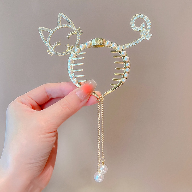 Fringed pearl hairpin girl Lucu Kartun Sayap Malaikat Telinga Kelinci Korea Berkilau Hiasan Rambut Berlian