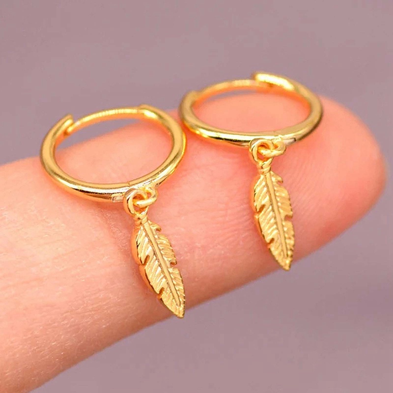 Fashion Dikontrak Daun Pesona Menjuntai Anting-Anting Wanita Logam Sederhana Serbaguna Perhiasan Telinga Perempuan Panas