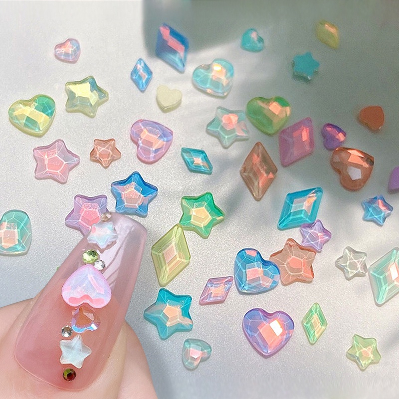 50pcs/bag Aurora Sayap Ganda Butterfly Nail Art Charms 3D Butterfly Nail Dekorasi Oranment DIY Kawaii Nail Angka