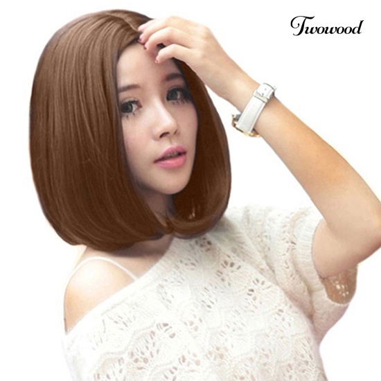 Twowood Wanita Lady Fashion Rambut Pendek Lurus Penuh Wig Cosplay Pesta Hair Extension