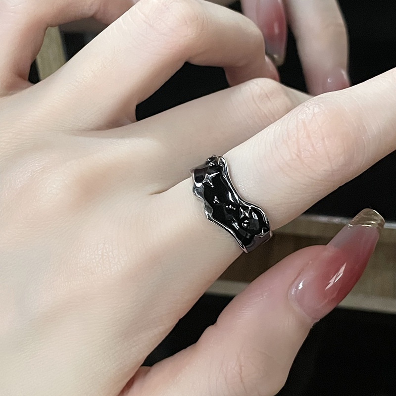 Trendy Punk Tidak Teratur Geometris Bintang Cincin Gothic Gelap Gaya Wanita Gadis Logam Starburst Pembukaan Yang Dapat Disesuaikan Jari Cincin Perhiasan