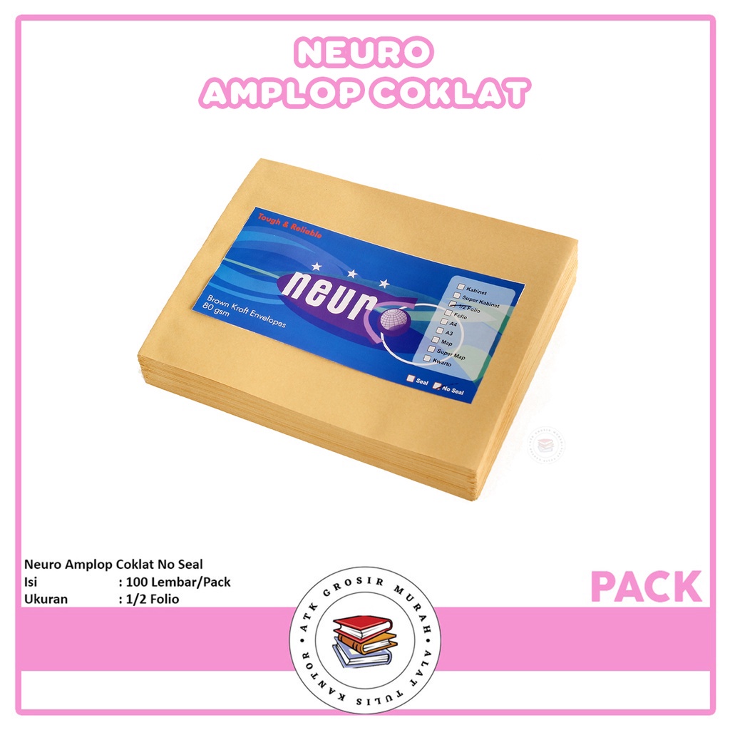 

NEURO - Amplop Coklat Polos Ukuran 1/2 Folio No Seal - Pack