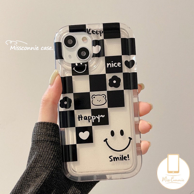 IPHONE Bunga Segar Daisy Pola Tidak Teratur Case Kompatibel Untuk Iphone7 8 6S 6plus11 XR 11 13 12 14 Pro MAX X XS MAX SE 2020love Heart Lucky Smile Shockproof Airbag Soft Case