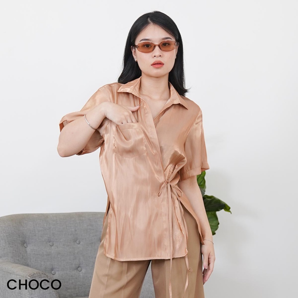 Atasan Shimmer Lengan Pendek Kenanga Blouse Top Wanita