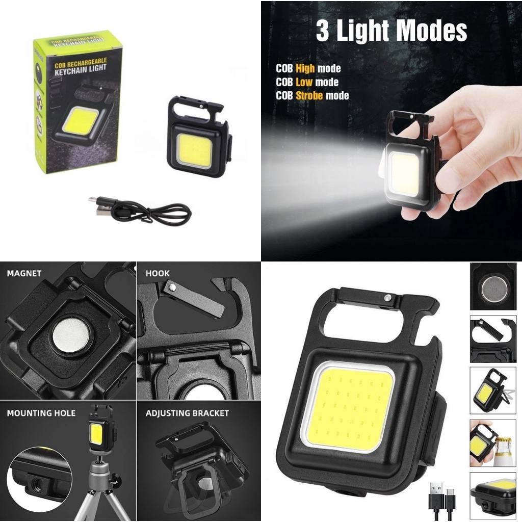 Mini COB keychain light rechargeable lampu led gantungan kunci lampu camping emergency lampu LED cas mini