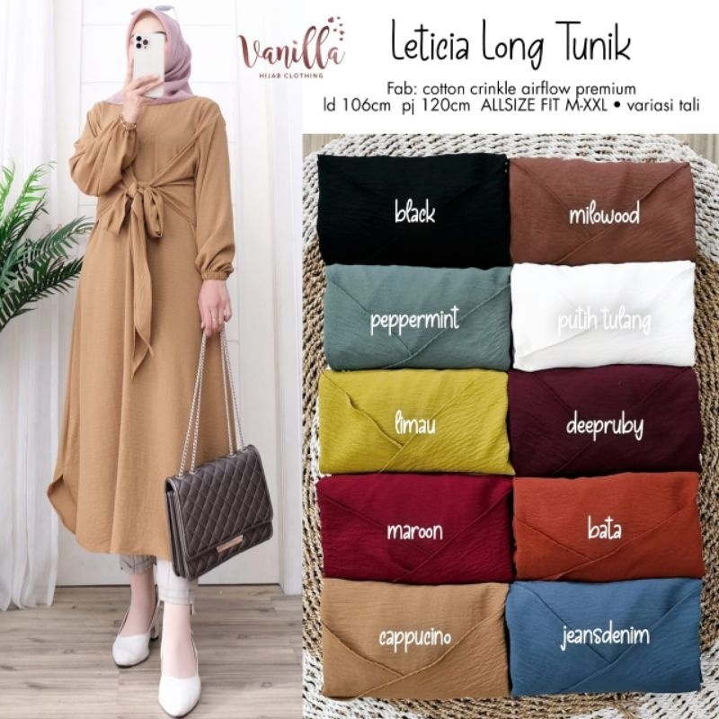 LETICIA LONG TUNIK ORI BY VANILLA | Cotton Crinkle Airflow