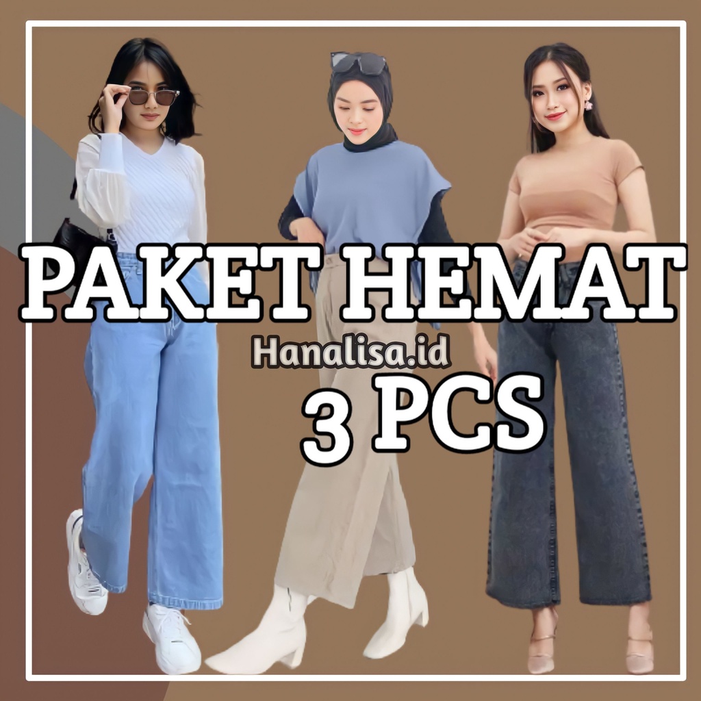 3 PCS PAKET HEMAT KULOT JEANS