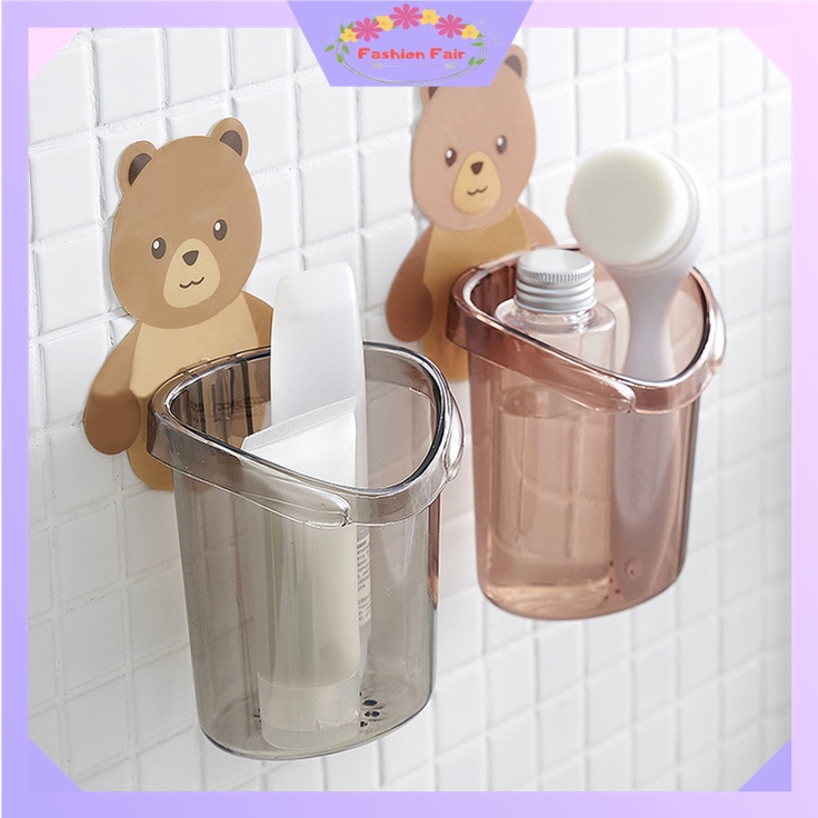 FASHION FAIR - D6081 Gantungan Sikat Gigi / Toothpaste Holder / Tempat Sikat Gigi Bear H5262 / Gelas Tempel Motif Beruang