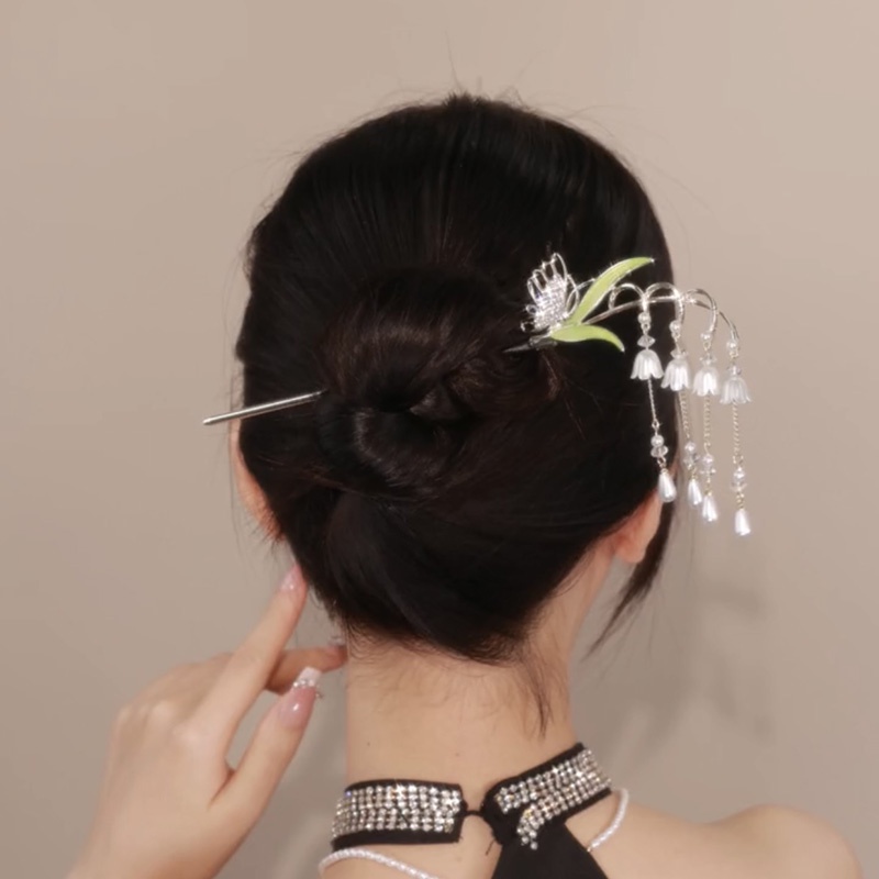 Mutiara Antik Lily of the Valley Rumbai Temperamen Sederhana Fashion Elegan Jepit Rambut