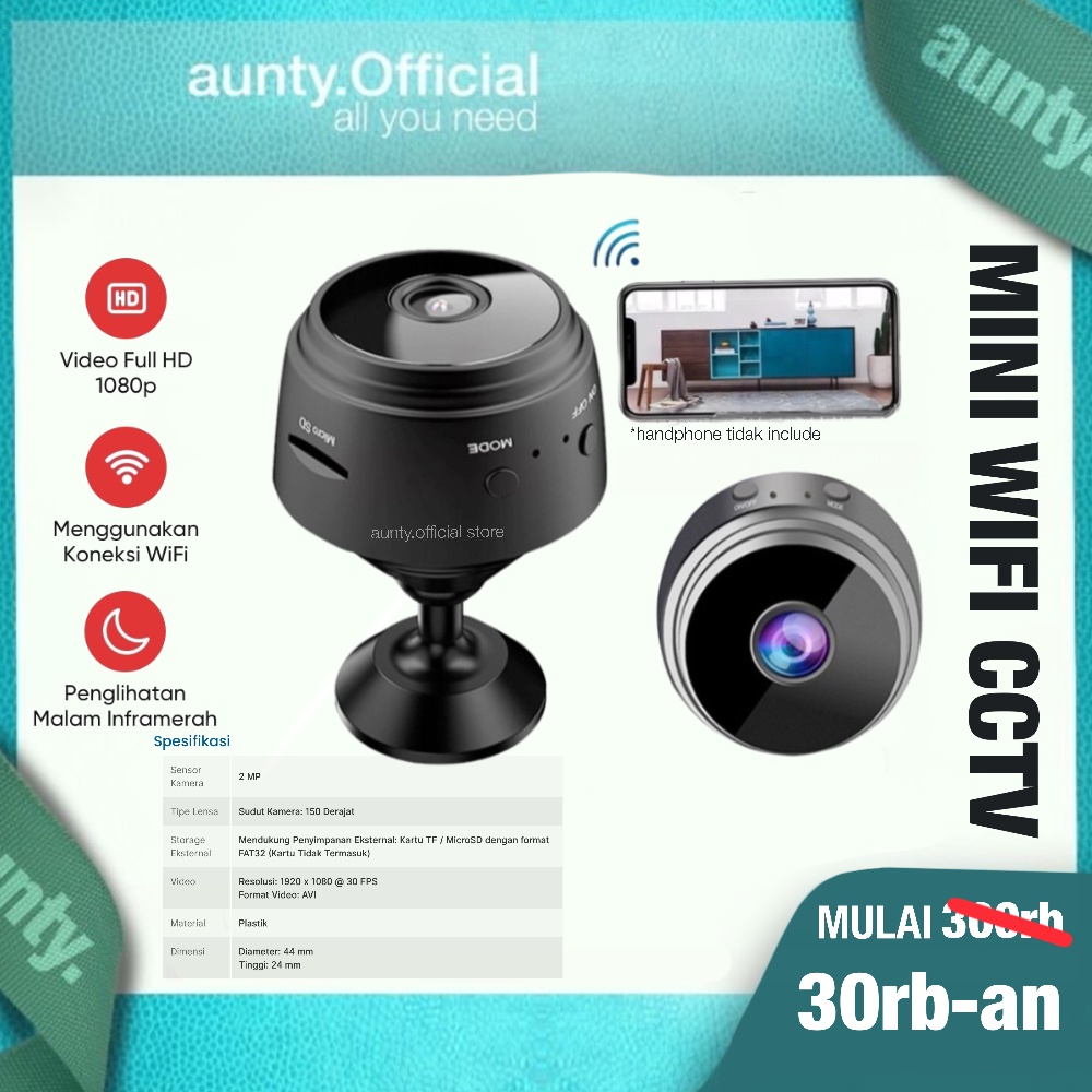 Mini WiFi IP Camera CCTV Wide Angle 1080P | spy cam | kamera spy | kamera kancing | kamera tersembun