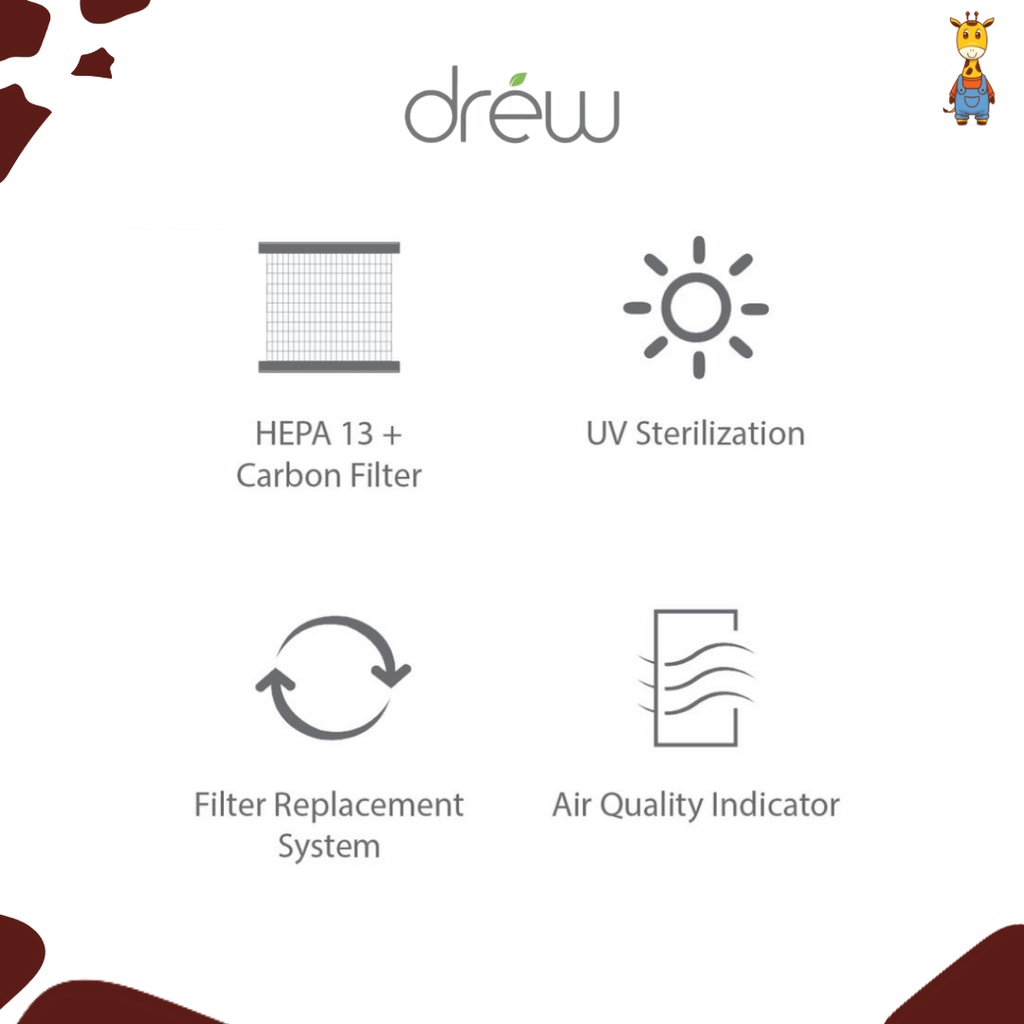 DREW Air Purifier - PURE 5 / Pembersih Udara / Purifier Hepa Filter