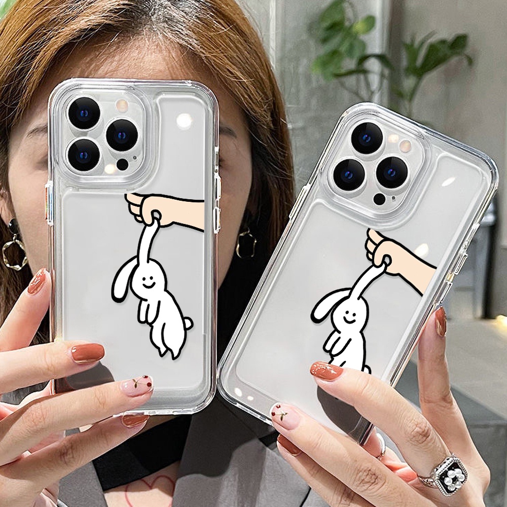 Case Kelinci Kartun Untuk Oppo A16 A16K A16E A11K A11X A5S A12 A12S A15 A17 A17K A57 A54 A53 A52 A3S A5 A8 A9 A36 A37 A93 A96 A92 A72 A73 A74 A76 A77 Akrilik Ruang TPU Penutup Belakang