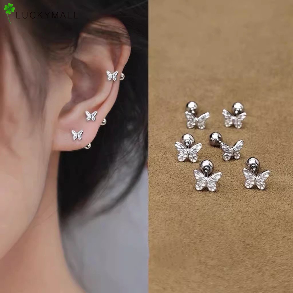 Fashion Anting Tusuk Kupu-Kupu Perak Sekrup Untuk Wanita Hypoallergenic Jewerly Aksesoris