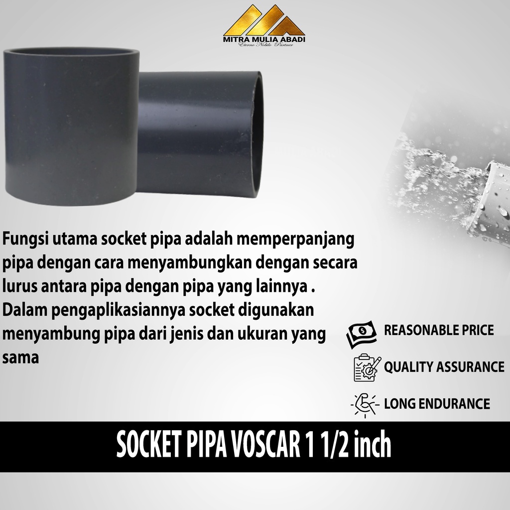 Socket Soket Sambungan PVC 1 1/2inch  VOSCAR