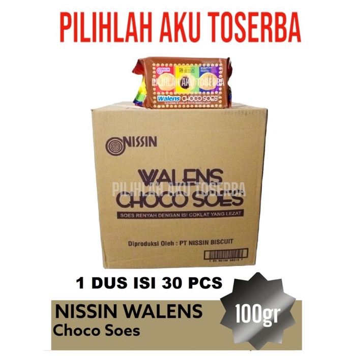 Biskuit Nissin WALENS CHOCO SOES 100 gr - ( HARGA 1 DUS isi 30 pcs )