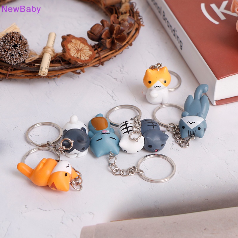 Newbaby Lovely Kartun Lucky Cat Gantungan Kunci Wanita Pria Kitten Car Keychain Fashion Keyring ID