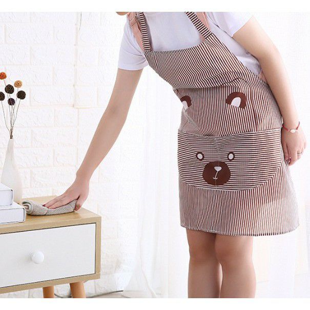 COD SM88 Apron Bear Garis Celemek Dapur Bear Celemek Masak Apron Dapur