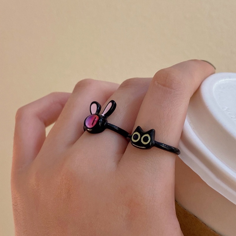 Cincin Kelinci Kucing Lucu Perempuan2023 Cincin Kepribadian Fashion Trendi Baru Childlike Desain Ceruk Sederhana Makanan