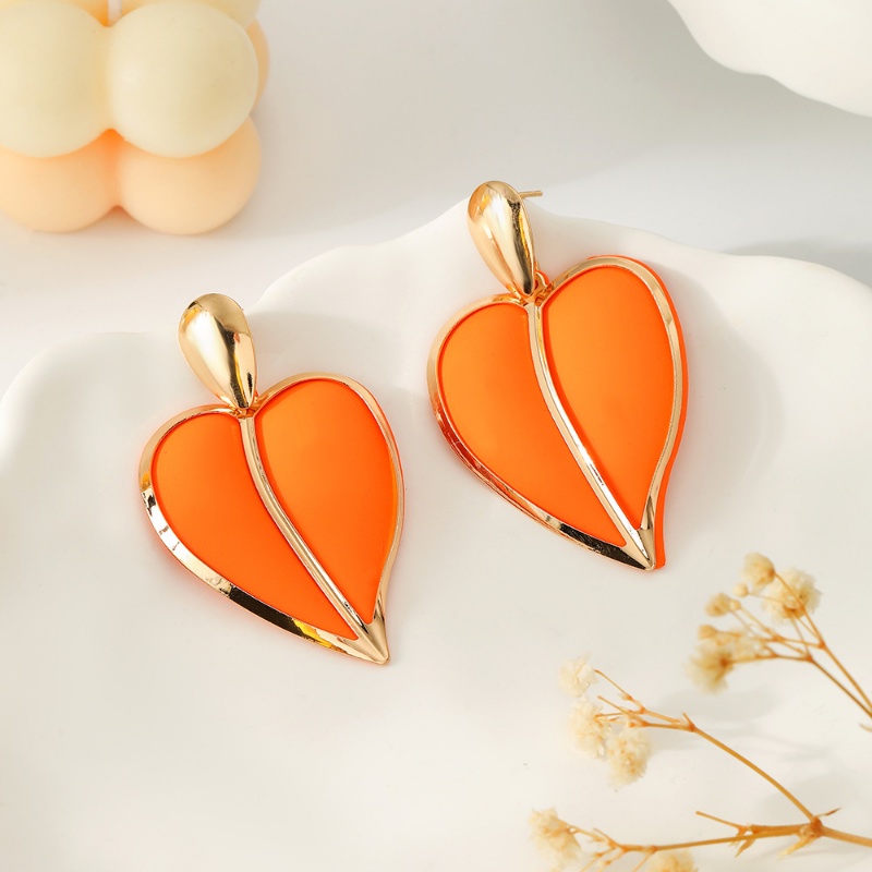 Multicolor Cinta Besar Hati Stud Anting Wanita Gadis Gaya Eropa Dan Amerika Trendi Indah Perhiasan Tindik Anting-Anting