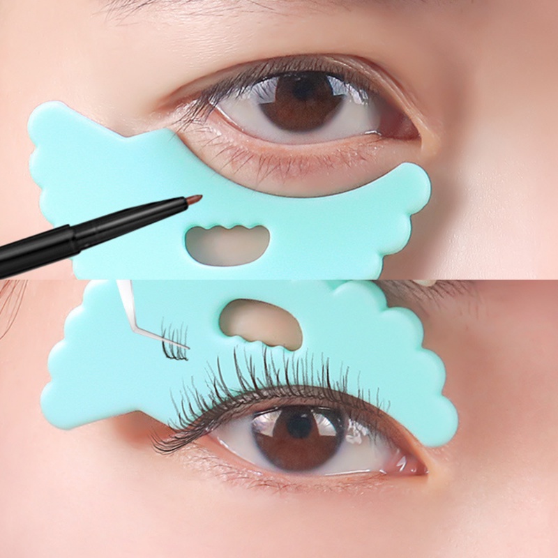 Stensil Eyeliner Serbaguna/ Silicone Wing shaped Eyelash Brow Contouring Stencils/ Alat Bantu Gambar Maskara Reusable Makeup