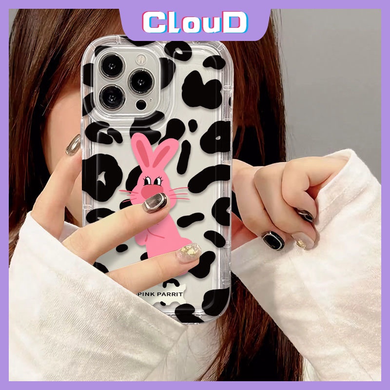 Untuk Redmi9 10 9A 12C 10C 10A A1 9T 9C NFC Redmi Note9 10 Pro Max 11 8 10 10s 11s POCO F4 Cute Love Heart Smile Rabbit Leopard Print Pink Rabbit Shockproof Soft Clear Cover