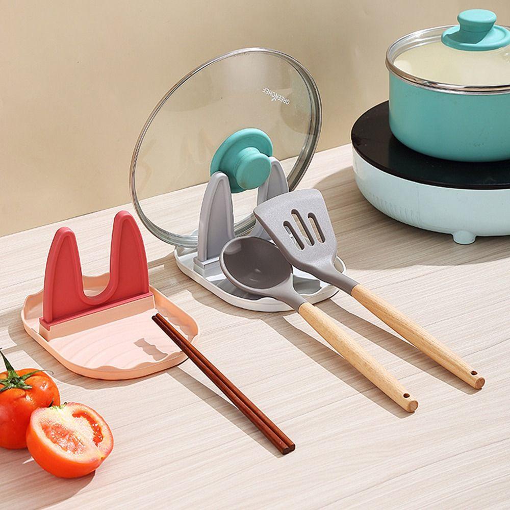 Rebuy Spoon Rest Organizer Plastik Warna-Warni Tutup Rak Shelf Utensil Rest Untuk Dapur