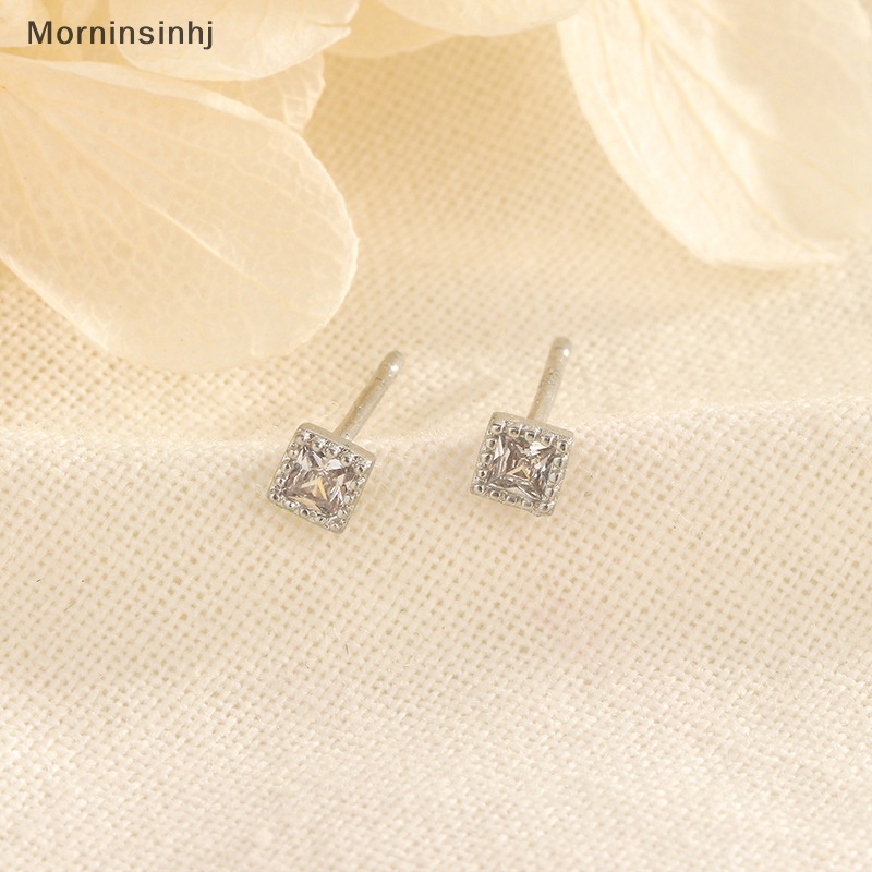 Mornin Stud Earrings Mini Tiga Dimensi Persegi Berlian Kepribadian Bertabur Berlian Anting Tulang Telinga Sederhana id