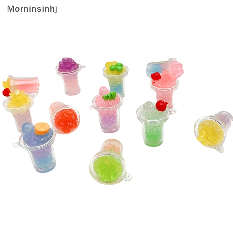 Mornin 2 Pcs Random Kartun Stereo Bercahaya Buah Smoothie Cangkir DIY Lem Krim Ponsel Case Gantungan Kunci Liontin Kreatif Resin Perhiasan id