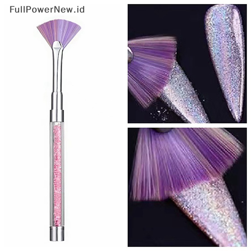 Power Fan Bentuk Gradiasi Kuku Glitter Bubuk Remover Brush Nail Art Drawing Pen Tools ID