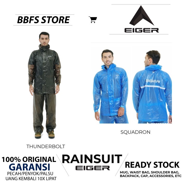 EIGER Original squadron rainsuit jas hujan tropic waterproof PVC