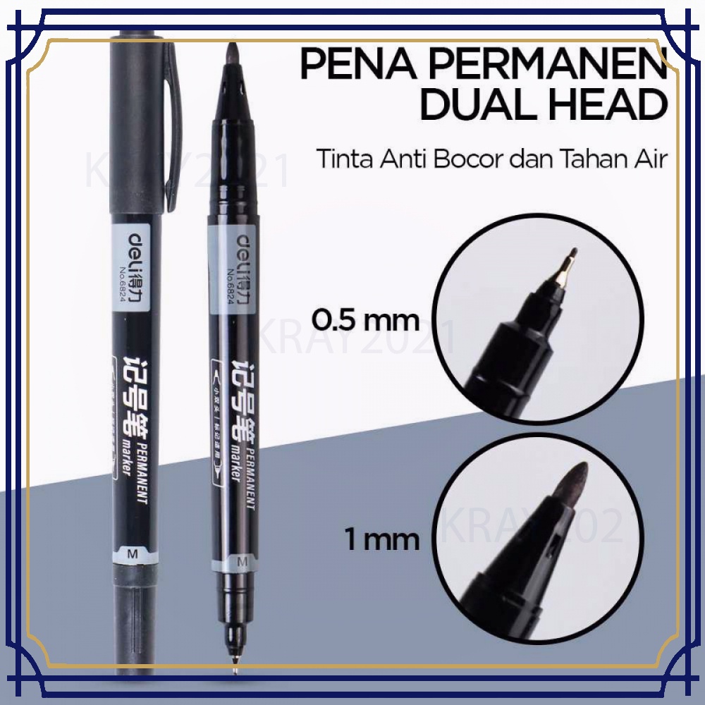 Pena Permanen Dual Head Tip Marker Pens Waterproof -AT517