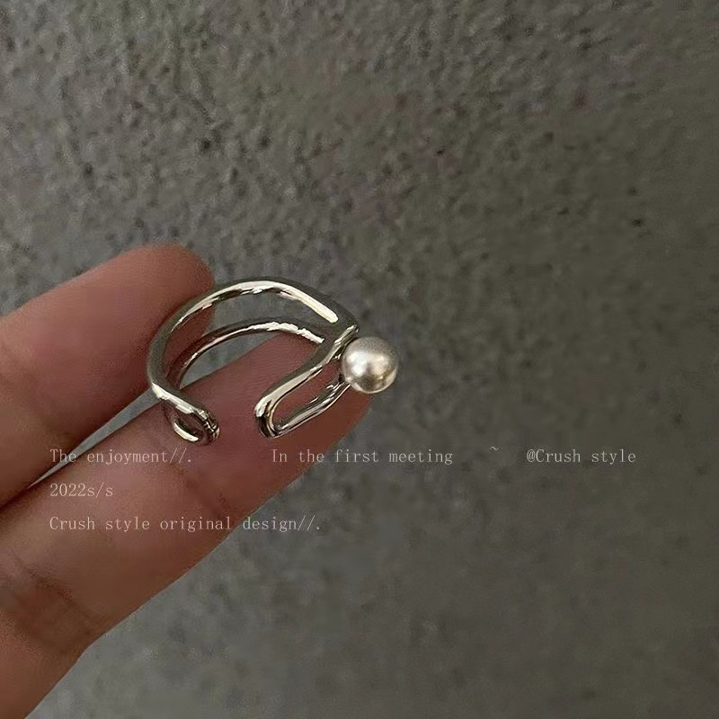 3pcs /Set Set Cincin Perak Untuk Wanita Mutiara Hati Twist Open Ring Simple Aksesoris Perhiasan