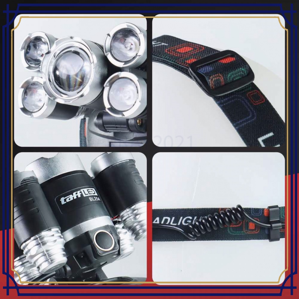 TaffLED Headlamp Light Cree XML T6+4XPE 40000Lumen 18650+Charger BL254