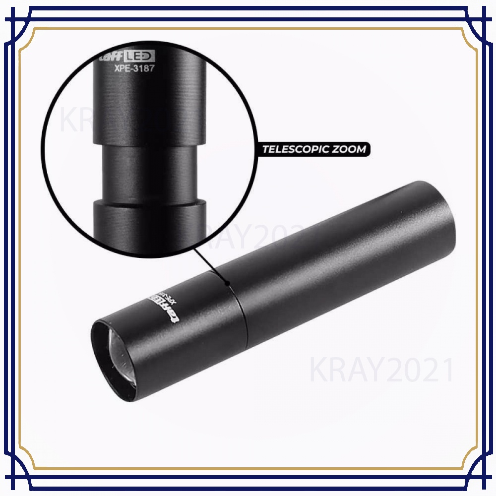 TaffLED Senter LED Mini Rechargable Telescopic Zoom XPE - 3187